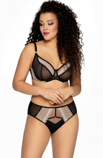 Бюстгальтер с чашками plus size с сеткой и контрастным кружевом (Размер: 95H) (Цвет: черный)