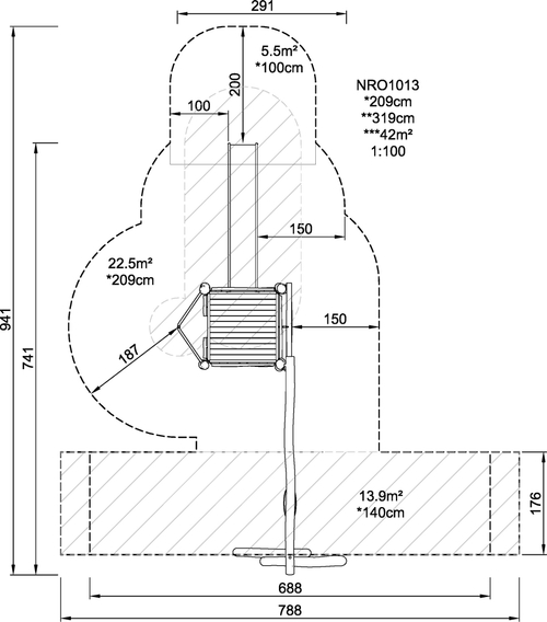Деревянная башня с горкой и качелями