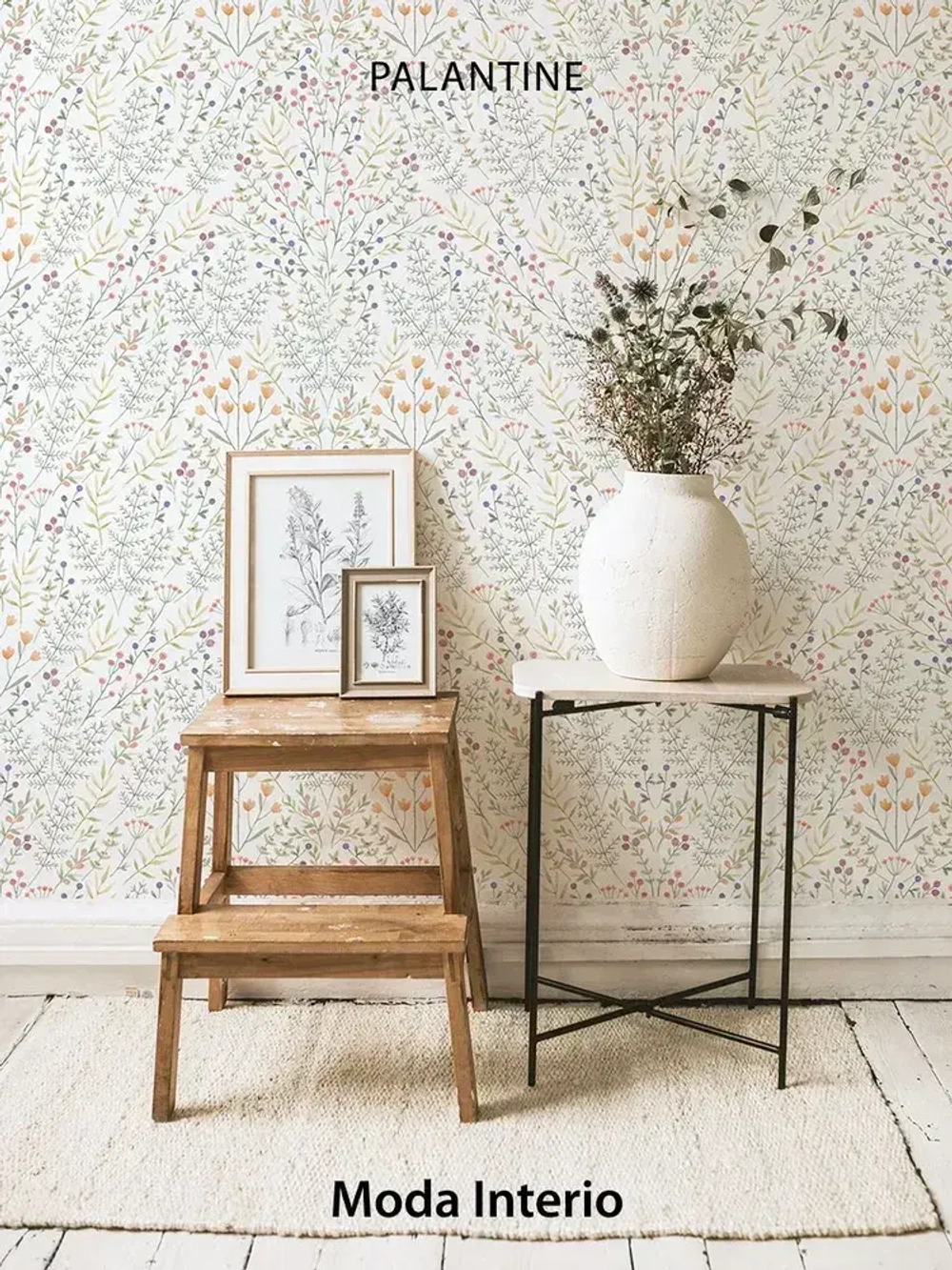 Обои винил на флизелине, веточки на белом, прованс, метровые, для спальни, Palantine (Moda interio)