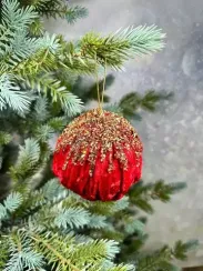Винтажный шар Марго 10 см., красный, 1 шт., Christmas DeLuxe (86532)