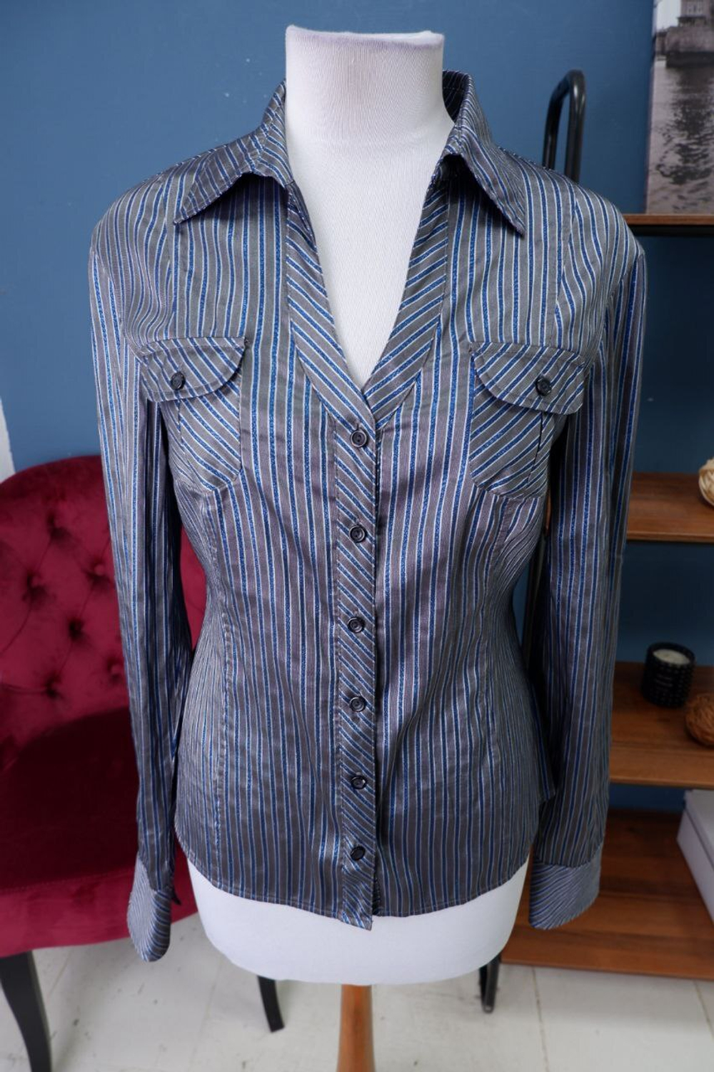 Блузка в полоску с люрексом 46 размер