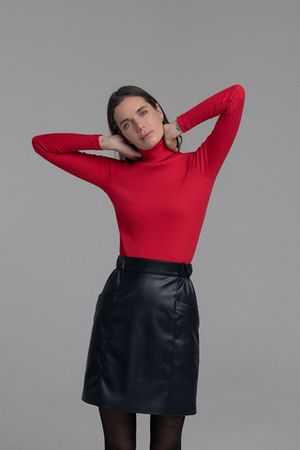 Юбка мини из искусственной кожи, черный Юбка мини из искусственной кожи, черный