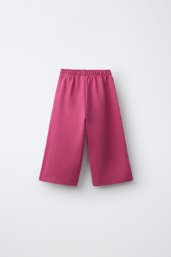 ZARA БРЮКИ WIDE LEG ИЗ МЯГКОЙ ТКАНИ С СЕРДЦЕМ, ТЕМНАЯ ФУКСИЯ