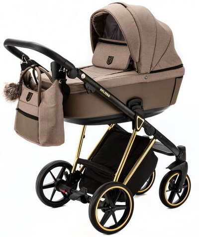 Детская коляска Adamex Belissa Special Edition 2 в 1 B-PS526 (Т.БЕЖ ЗОЛОТО РАМА)