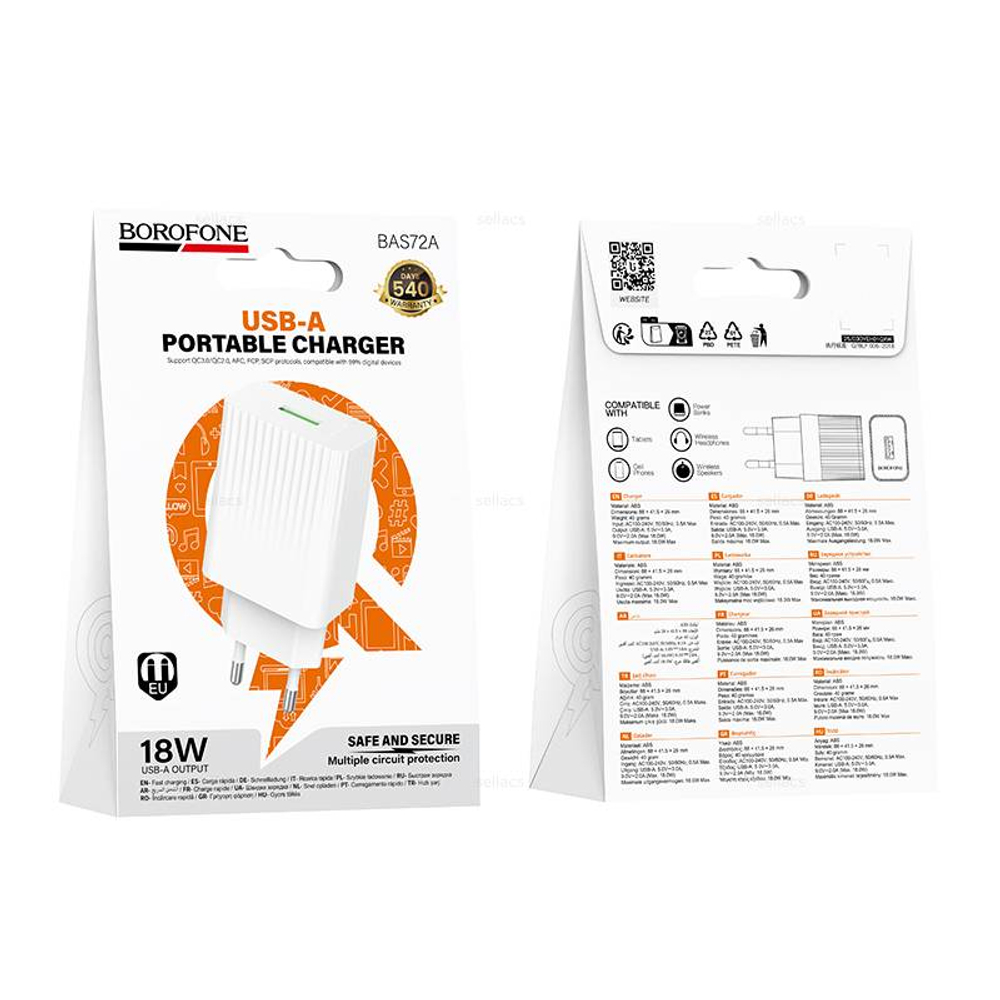 Зарядное устройство Borofone QC3.0 BAS72A (white)