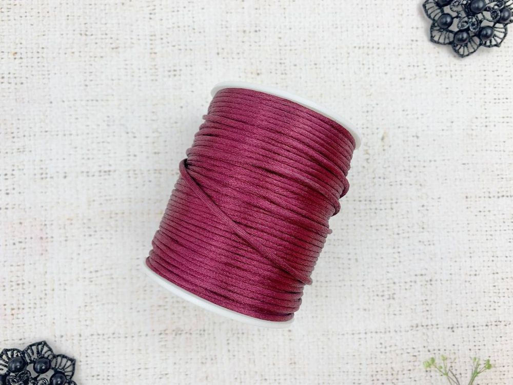 Шнур круглый атласный (для воздушных петель), 2 мм, винный