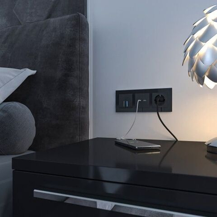 Розетка ТВ+Ethernet RJ-45 6 cat.(черный матовый)