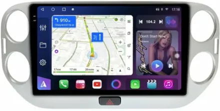 Магнитола для Volkswagen Tiguan 1 2007-2016, Golf Plus (рамка серебро, любая кнопка) - FarCar BM10-8008S10 монитор 10.36" QLED на Android 14, TS10, 4+32Гб, CarPlay, 4G SIM-слот