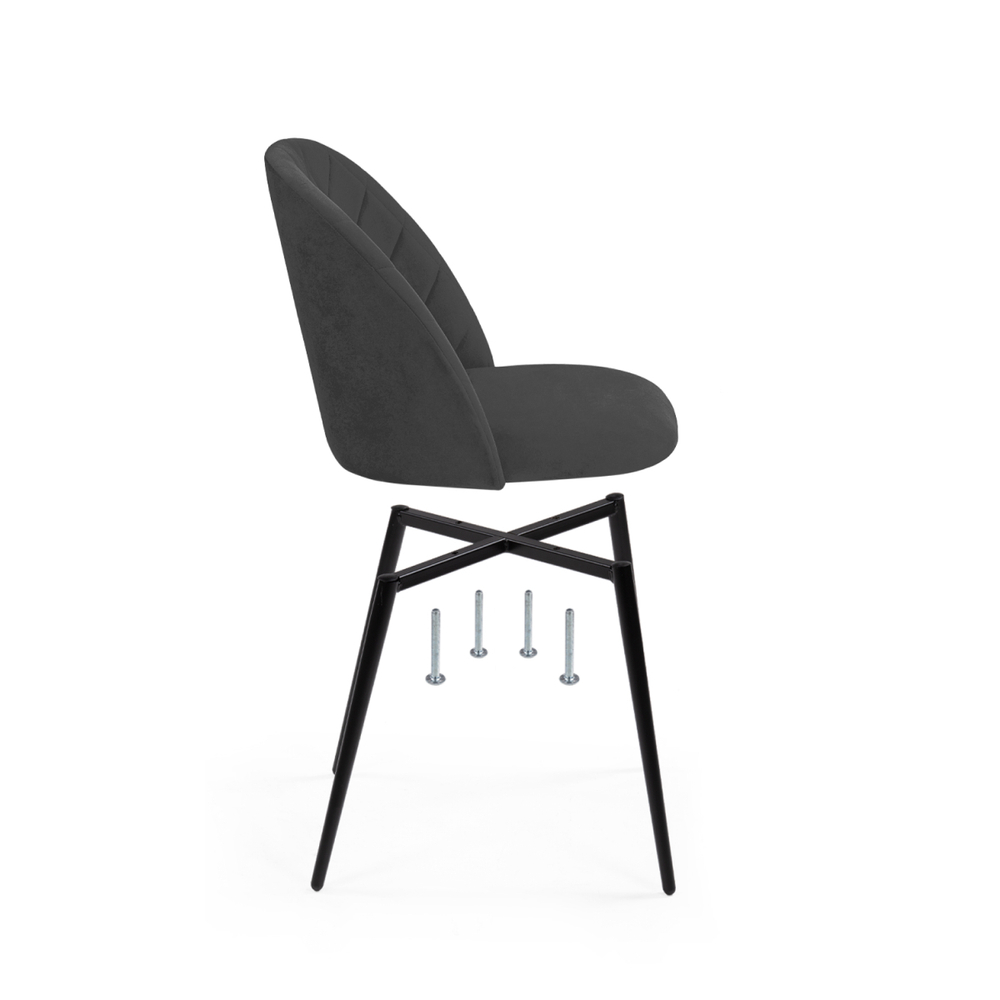 Стул на металлокаркасе Woodville Зест микровелюр серый, черный глянец, ножки черные