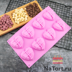 Силиконовая форма «Сердечки с гранями 8 в 1»
