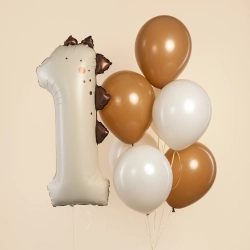 Цифра 1 "Бежевый Динозаврик" сатин 107 см