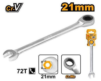 Комбинированный трещоточный ключ 21 мм INGCO HCSPAR211 INDUSTRIAL