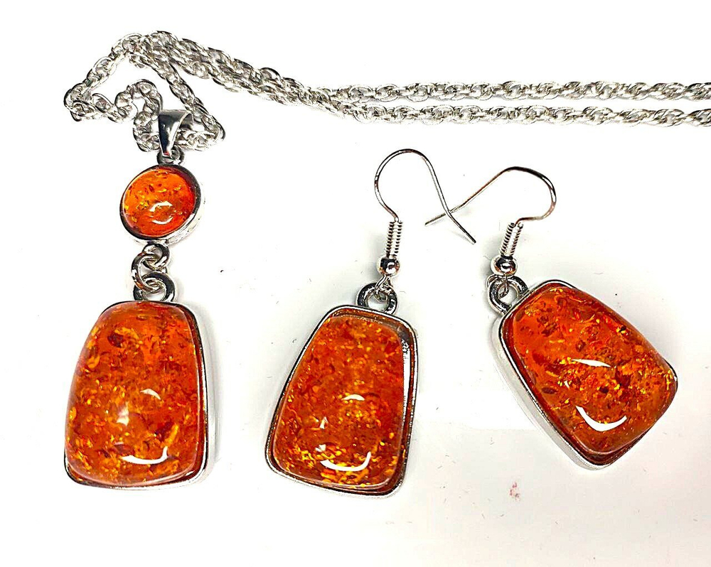 Элегантный комплект бижутерии с бижутерной смолой с янтарным оттенком  «Янтарное сияние» – Готовый образ в одном наборе!