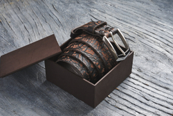 Ремень из крупной текстурной итальянской кожи, цвет «кофейный», хромированная пряжка