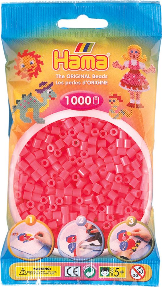 Hama Бусинки для термомозаики MIDI розовые яркие, 1000 шт. (207-33)
