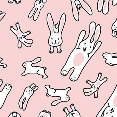 озорные зайчики/кролики на розовом