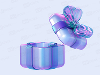 Голографический открытый подарок на прозрачном фоне