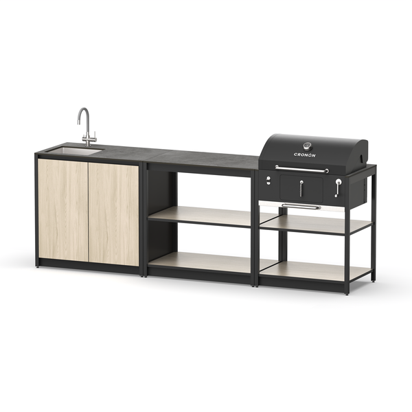 Мангальный комплекс Lounge M-103SB, 2.6 м, дуб сонома/черный мрамор
