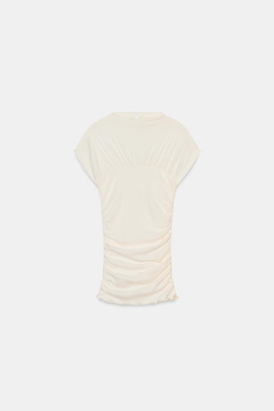 ZARA ТОП СО СБОРКАМИ, ЖЕЛТОВАТО-БЕЛЫЙ