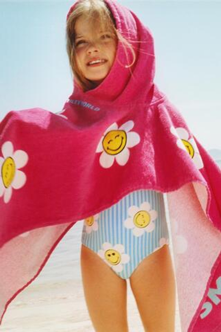 ZARA ПОЛОТЕНЦЕ-ПОНЧО SMILEYWORLD ®, ЦВЕТ ФУКСИИ