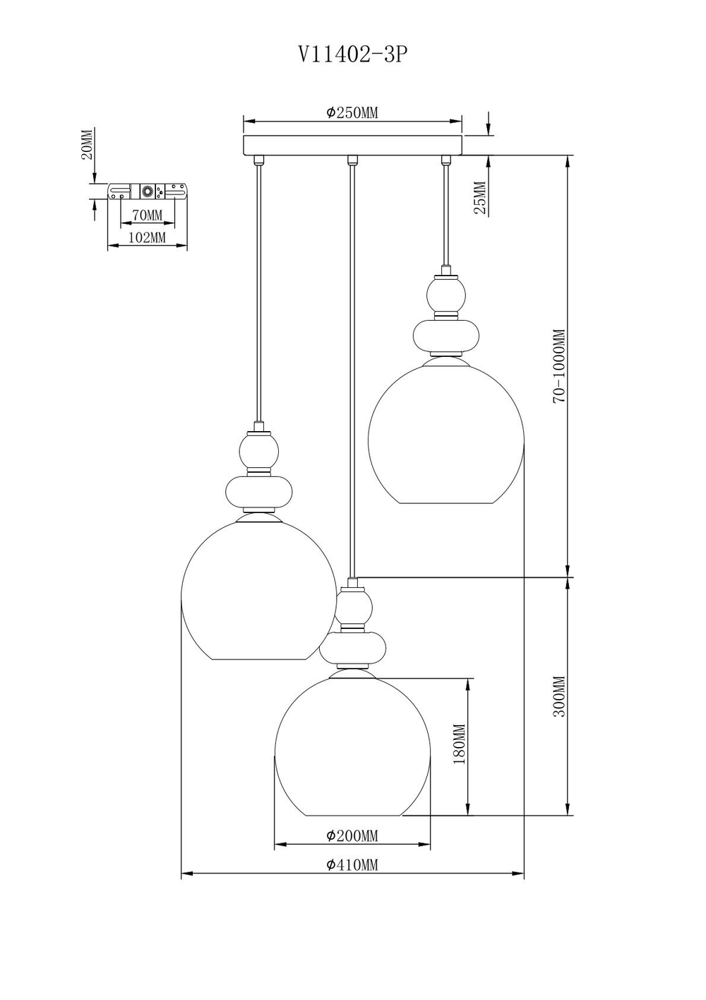 Светильник подвесной Moderli V11402-3P Tamina
