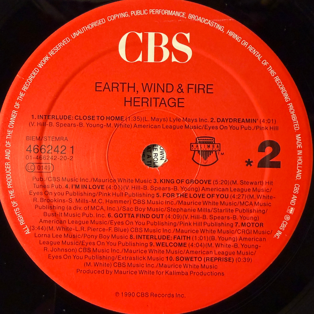 Earth, Wind & Fire ‎– Heritage (Голландия 1990г.) Т