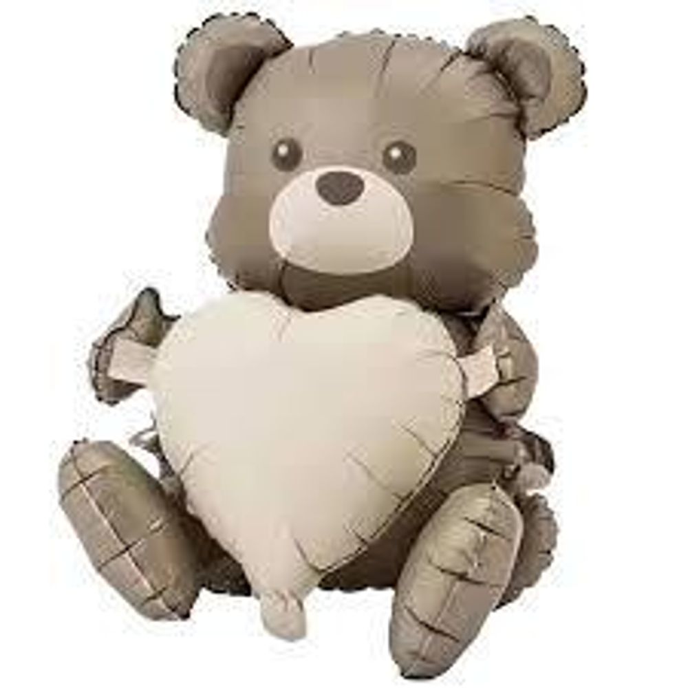 Фигура, AIR Мишка с Сердцем, Серый без уп (25&quot;/63 см)
