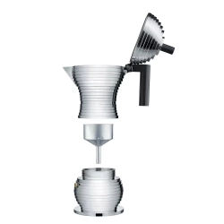 Alessi - Алюминиевая турка кофеварка Pulcina на 6 чашек. черная ручка / артикул   MDL02/6 B  / GTIN 8003299388097