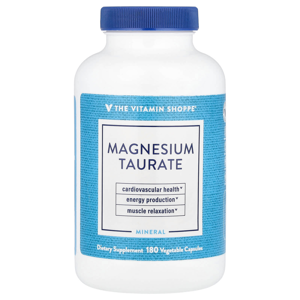 The Vitamin Shoppe, Таурат магния, 180 растительных капсул (62,5 мг на капсулу)
