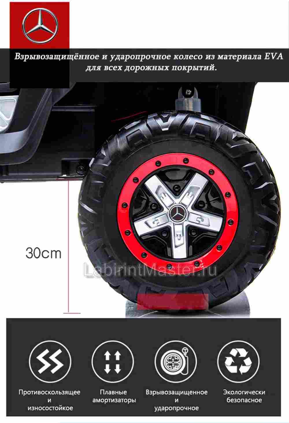 Детский электромобиль "Mercedes" UNIMOG красный