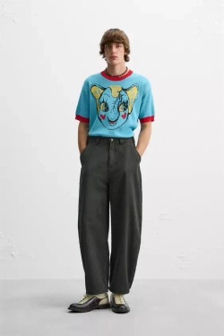 ZARA X HARRY LAMBERT ШИРОКИЕ БРЮКИ, ТЕМНО-КОРИЧНЕВЫЙ