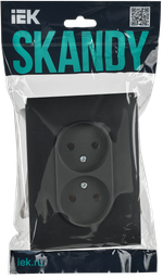 SKANDY Розетка 2-местная без заземления без защитных шторок 10А в сборе SK-R10G графит IEK