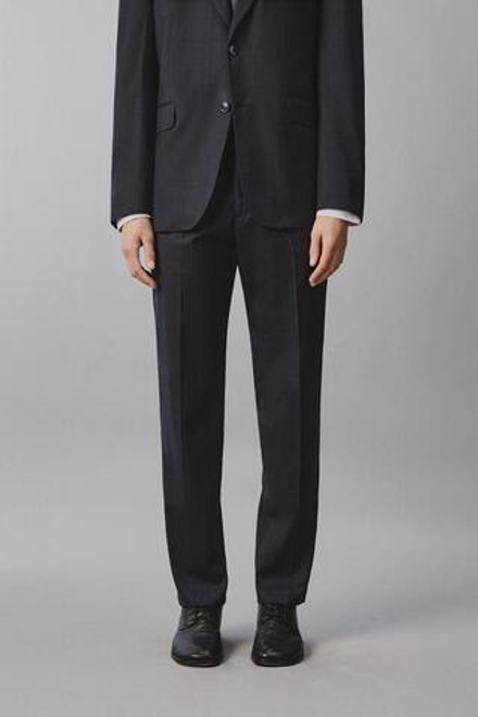 ZARA КОСТЮМНЫЕ БРЮКИ REGULAR FIT В КЛЕТКУ, МОРСКОЙ ТЕМНО-СИНИЙ