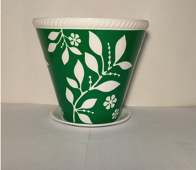 Кашпо Прованс 1,5л. с под. (бело-зеленый)