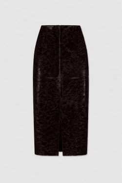 Кожаная юбка шоколадного цвета