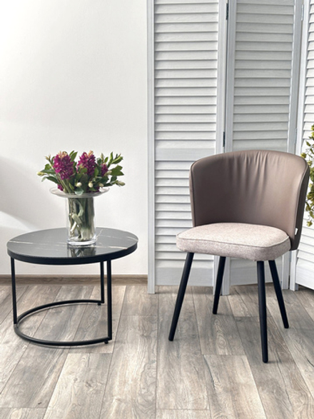 Стул М-City DISAUR Моне Бисквит Rovena Biscut ткань, Orakul 290 Экокожа, Черный каркас