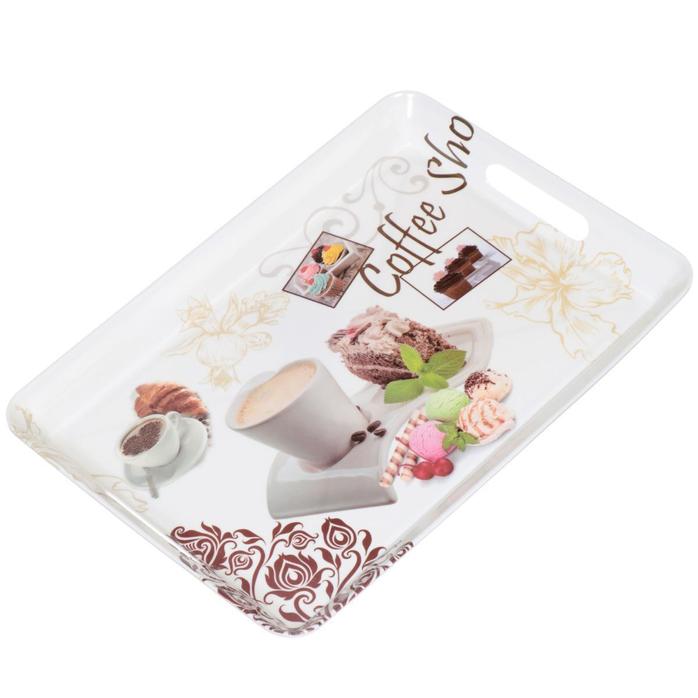 Поднос пластик, 40х28 см, в асс, Кофе/Микс, Y4-2663