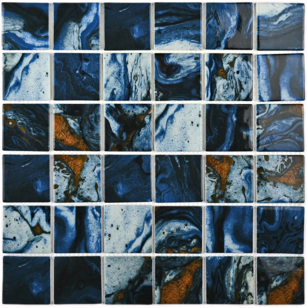 Мозаика стеклянная Amuletto Art/Амулетто синий (48х48) 300х300х4.5 мм