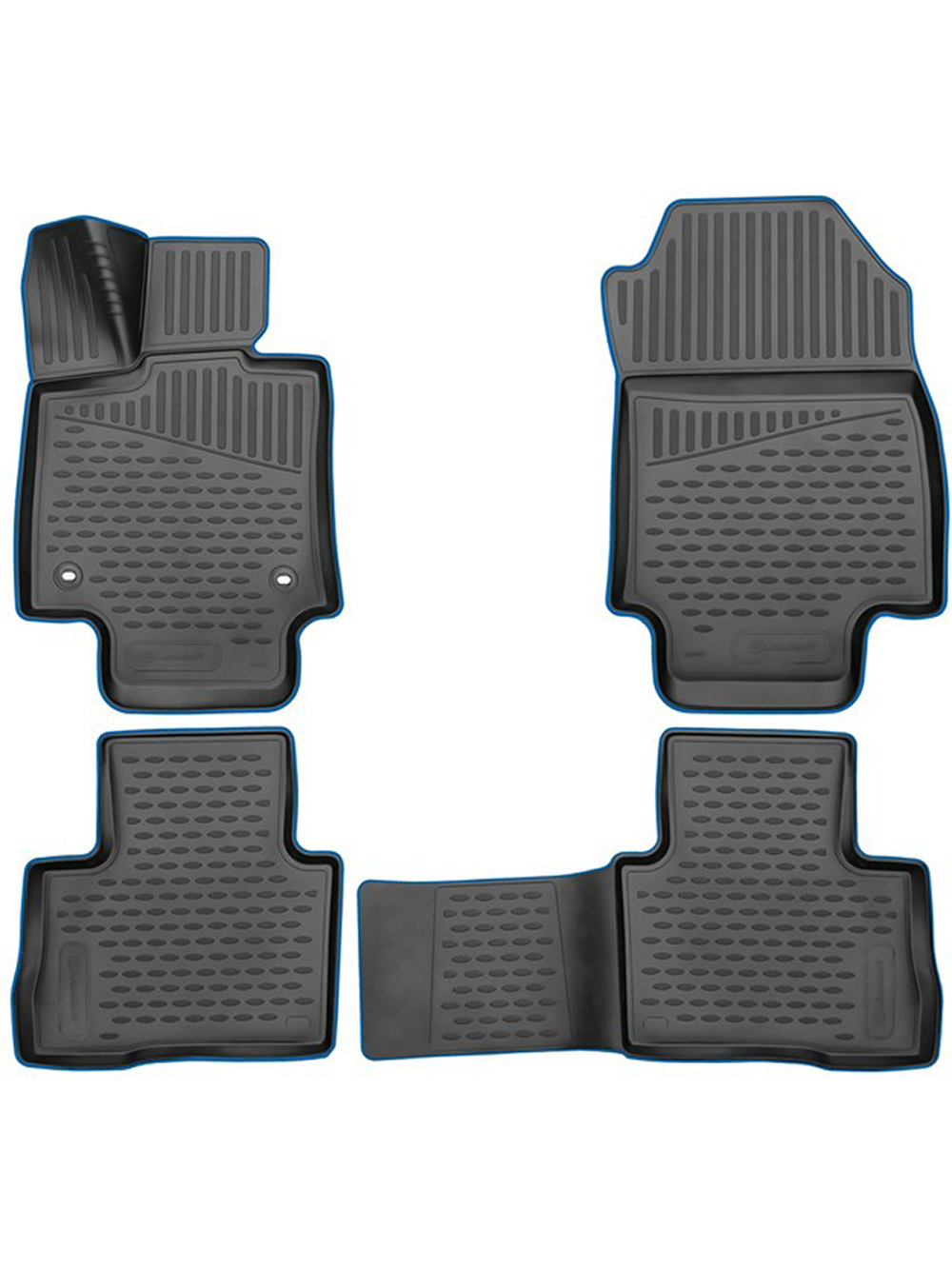 Коврики в салон для TOYOTA RAV4, 2019- кроссовер, 4шт. (синий кант, полиуретан) KANT.ELEM3D02259210K.BL