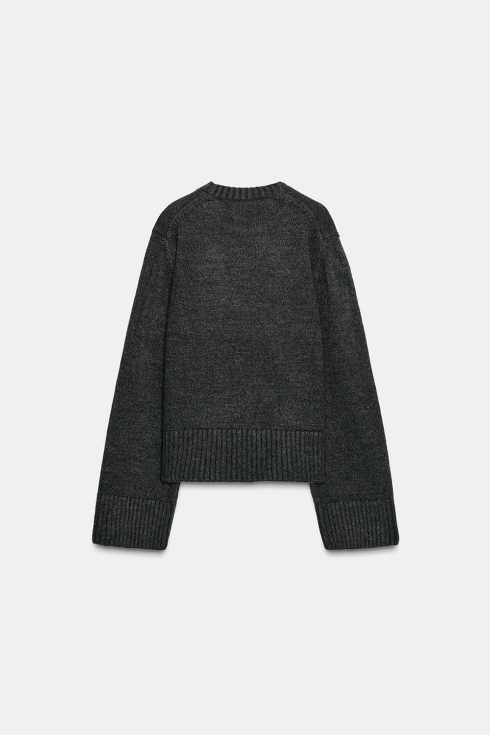 ZARA ТРИКОТАЖНЫЙ СВИТЕР В РУБЧИК, АНТРАЦИТОВО-СЕРЫЙ
