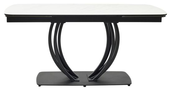 Стол MALTA 160 MARBLES KL-99 Белый мрамор матовый, итальянская керамика/ черный каркас