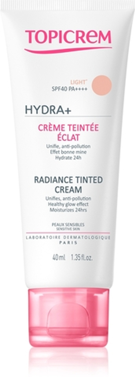 Topicrem UH FACE HYDRA+ Radiance Tinted Cream - Тонизирующий увлажняющий крем SPF 40 оттенок Light, 40 ml