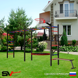 Уличная шведская стенка Sv Sport рукоход х 2 У55300К (Брусья/Стойка/Скамья/Гнездо 80см/Щит баскет)