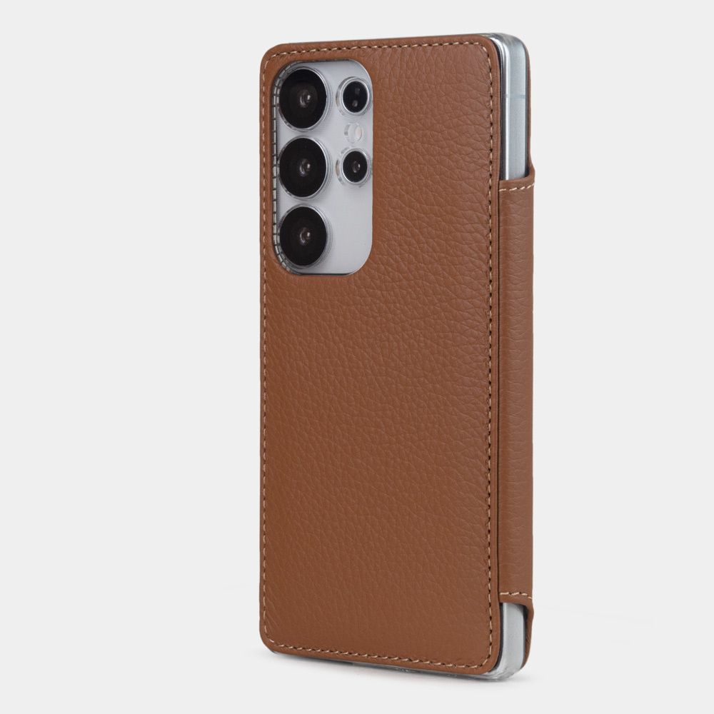 Чехол-книжка для Samsung Galaxy S25 Ultra из кожи теленка, цвета карамель