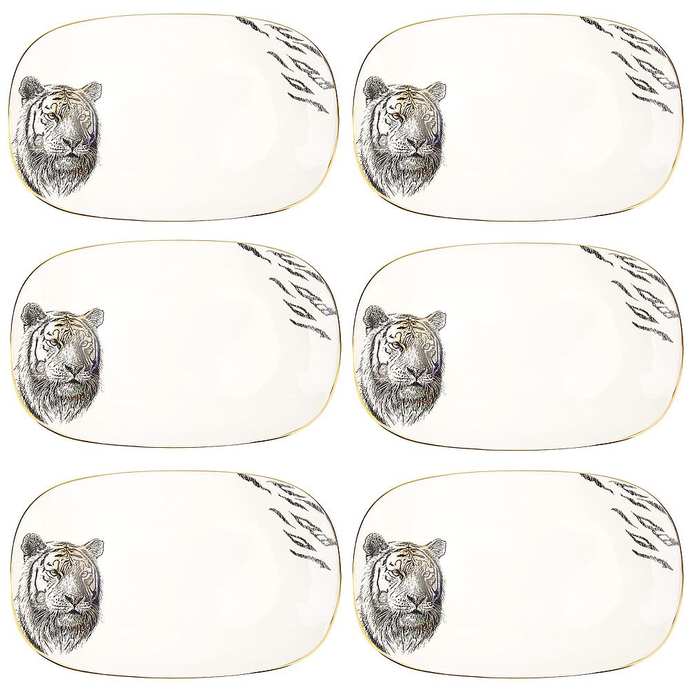 Блюдо сервировочное (с элементами золота) "Саванна/Тигр" 30*19*3см. (min6) (транспортная упаковка)