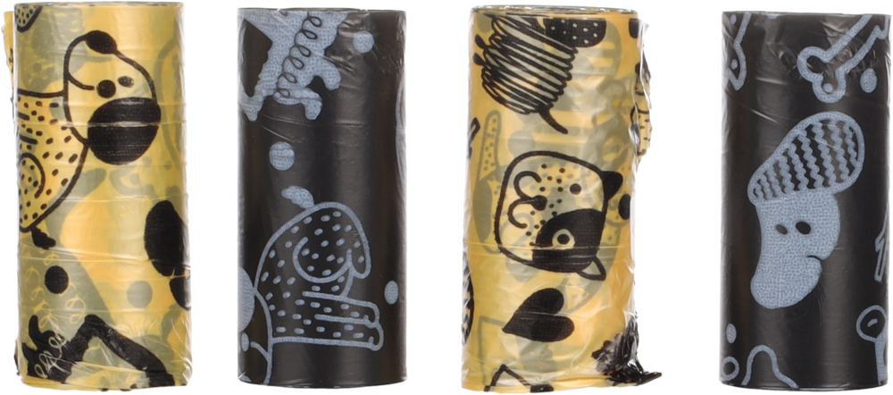 Пакетики для уборки за собакой в наборе 4 рулона по 15 шт., Flamingo