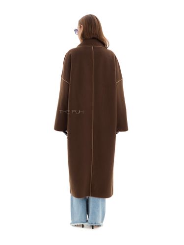 Шоколадное двубортное пальто без подкладки