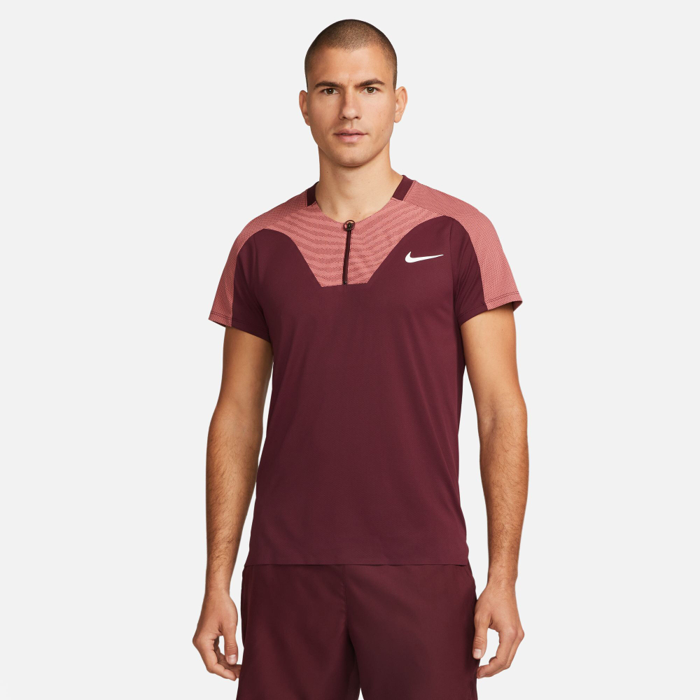Мужское теннисное поло Nike Dri-Fit Advantage Court Slim UL RG Polo Men - Dark Red, Antique Pink