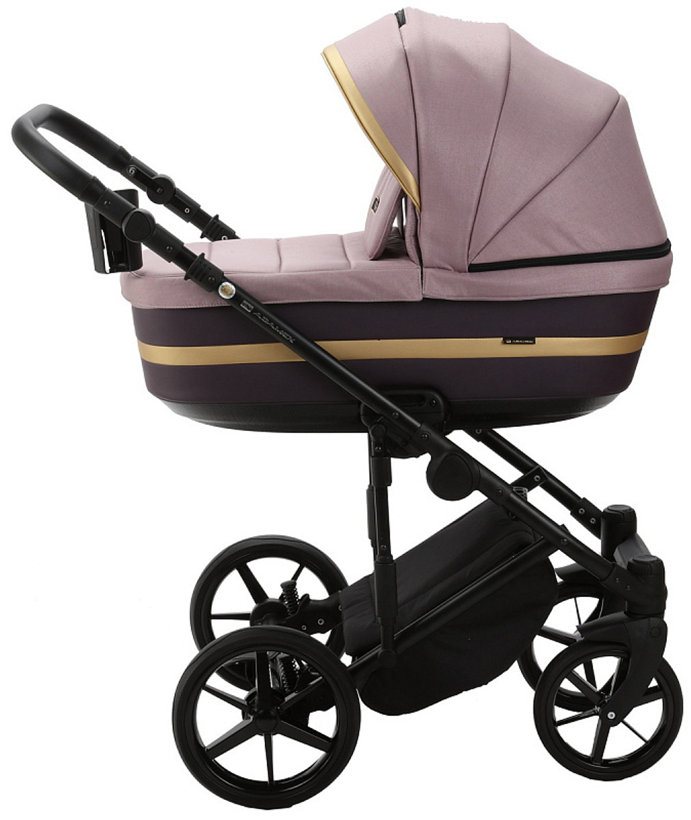 Детская коляска Adamex Rimini 2 в 1 RI14A (СЕРО-РОЗОВ+СЛИВА.ПЕРФ.КОЖА)
