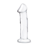 Прозрачный стеклянный фаллоимитатор 6’’ Glass Dildo With Veins & Flat Base - 15,2 см. (Цвет: прозрачный)